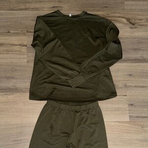 Olive Green Long Sleeve Top and Pants Set